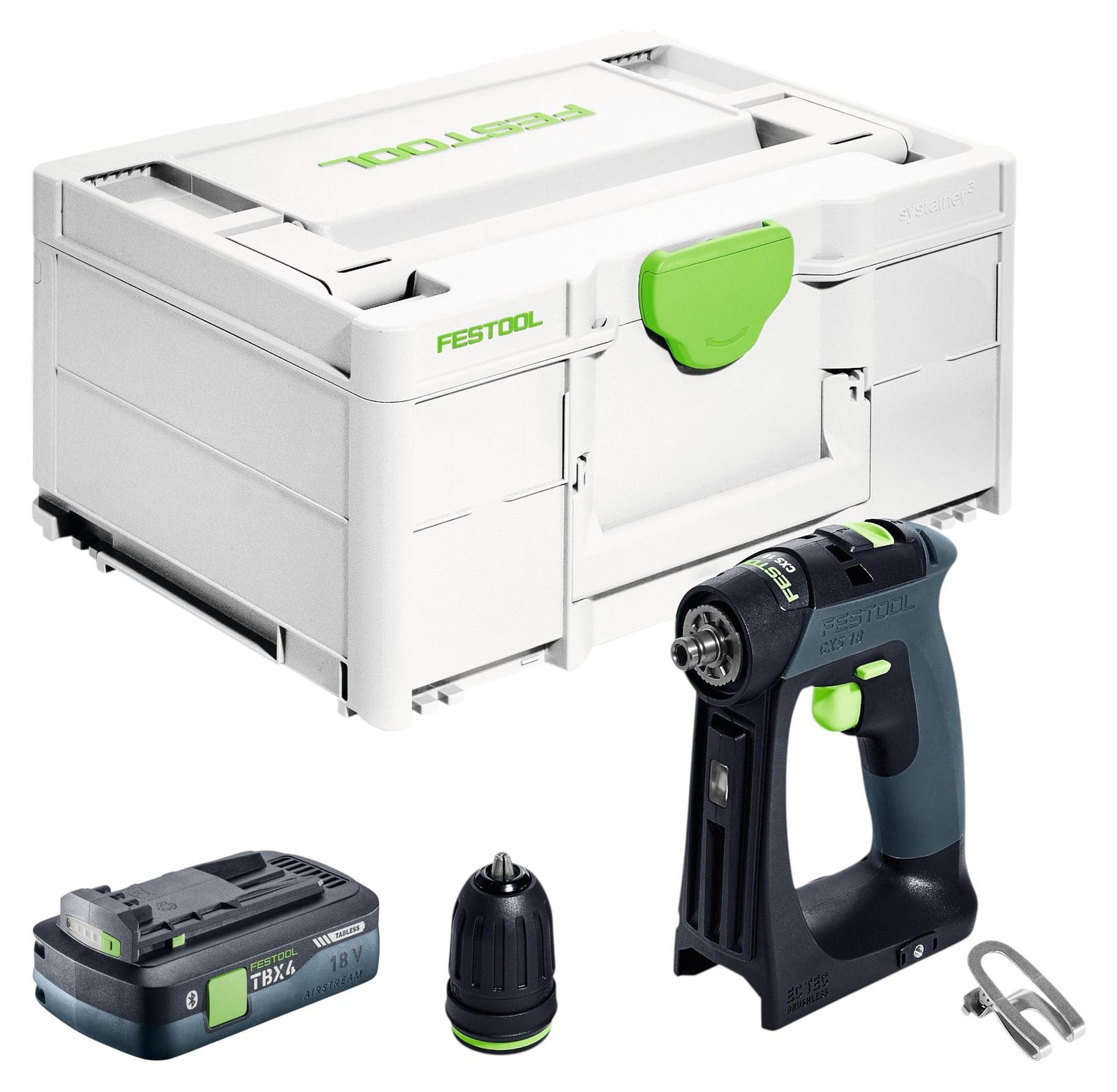 Festool CXS 18-Basic accuschroefboormachine 18 V 40 Nm borstelloos met 1x 4.0 Ah accu, snellader en systainer