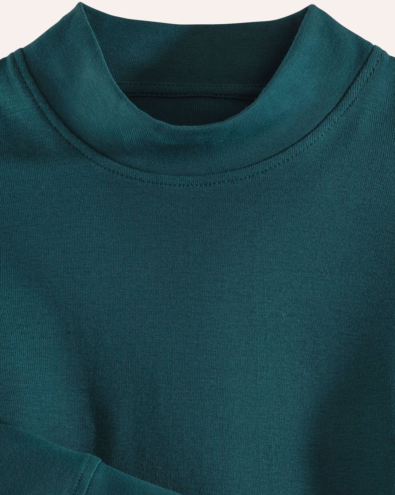 Walbusch Langarm-Shirt Stehkragen, , Farbe Grün, 48, reine Baumwolle angenehm weicher Griff Herren