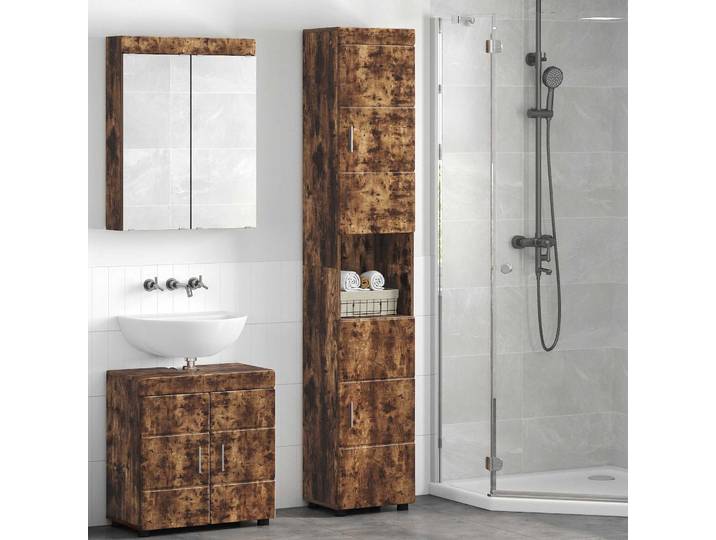 vidaXL Badezimmerschrank-Set TULUM Geräucherte Eiche