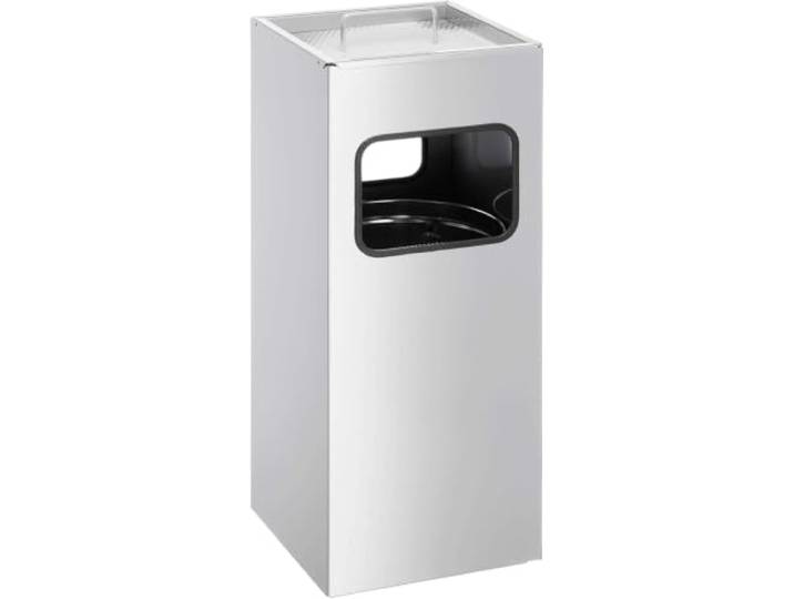 Durable Papierkorb Metall mit Ascher, entnehmbarer Inneneimer und Ascher, eckig, silber, 333123