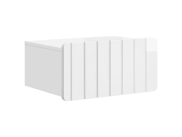 KUPTYERFG Wandmontierter Nachttisch Hochglanz Weiß 49x34,5x24 cm Platzsparende Schwebekommode mit Schublade und Ablage für Schlafzimmer. Stabile Holzwerkstoff-Konstruktion.