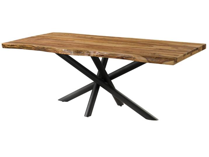 Baumtisch Sheesham 220x100x76 natur sandgestrahlt / Mikado-Beine anthrazit matt FREEFORM 5