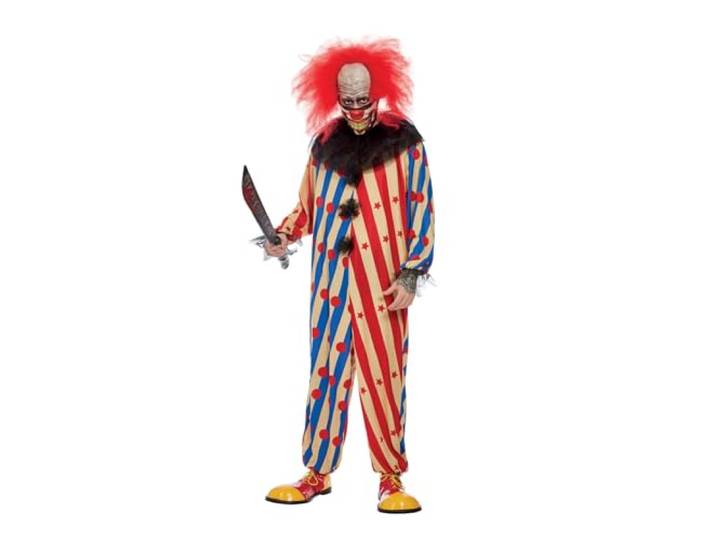 Smiffys Creepy Clown Costume, Red & Blue
