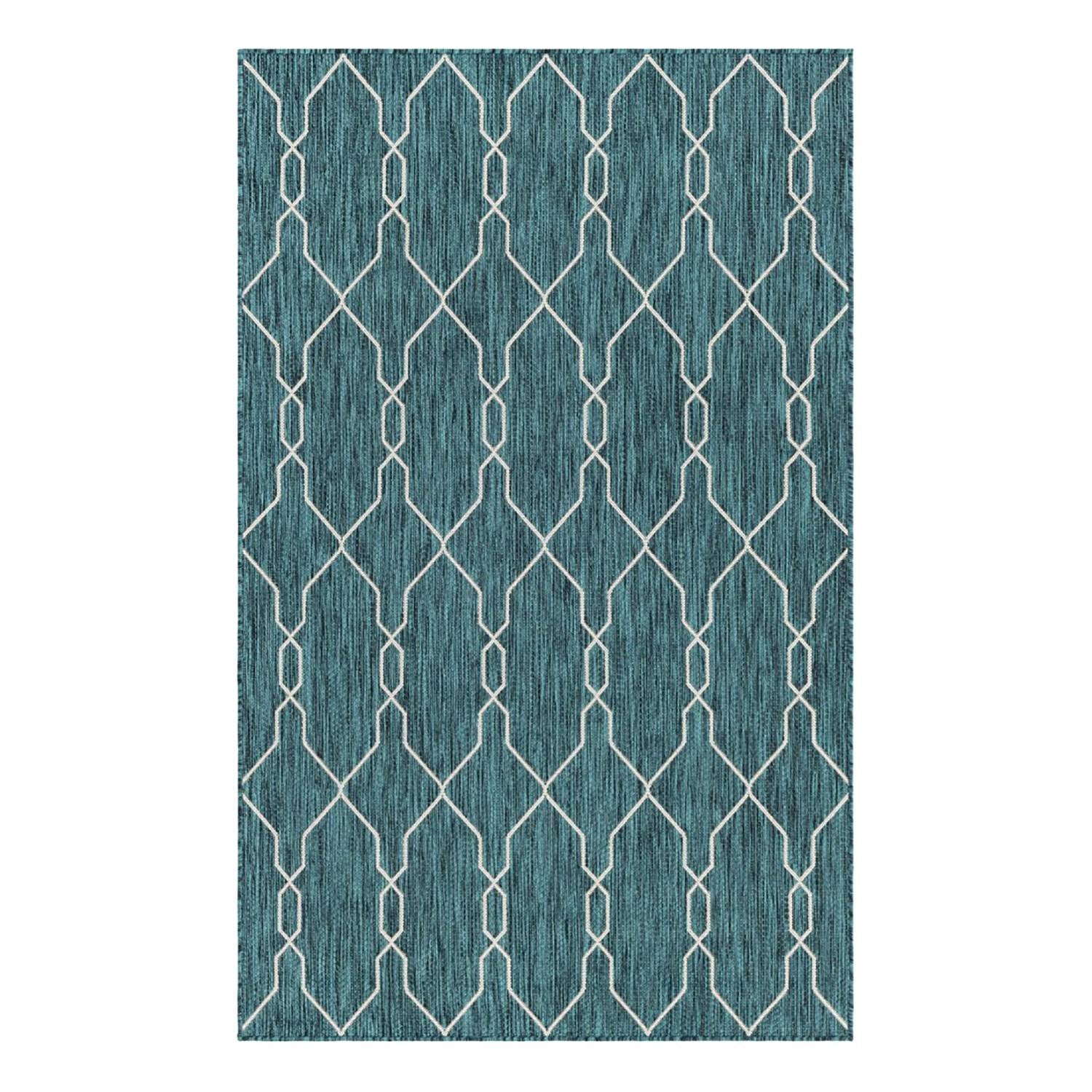 home24 In- & outdoorvloerkleed Crosses II blauw, B: 150 cm, D: 245 cm
