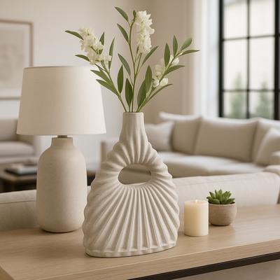 Sagebrook Home Decorative Vase - Ivory Ceramic Styling
