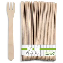 greenbox - Pommesgabeln aus Holz XL 17,5 cm, Dreizack, 100 St.