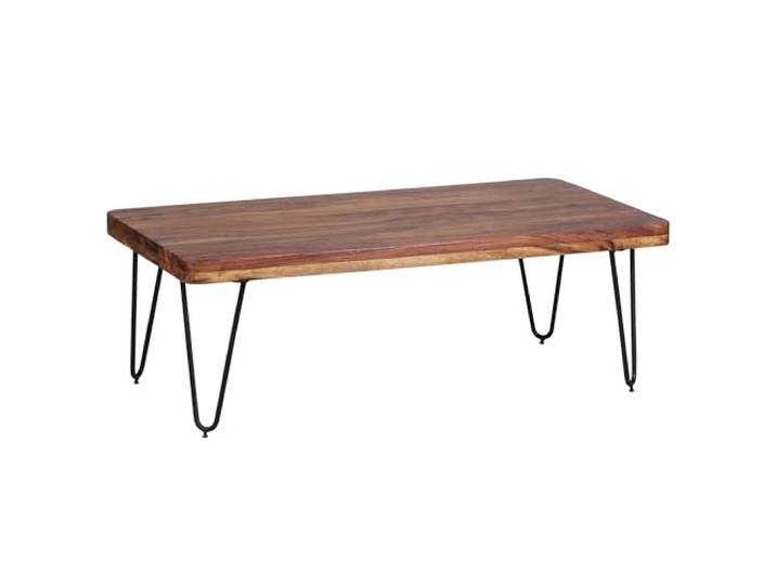 WOHNLING Couchtisch Bagli 115x60x40 cm Sheesham Massivholz Metallbeine Wohnzimmertisch im Landhausstil, Sofatisch rechteckig massiv, handgefertigtes Unikat, Kaffeetisch für Wohnzimmer