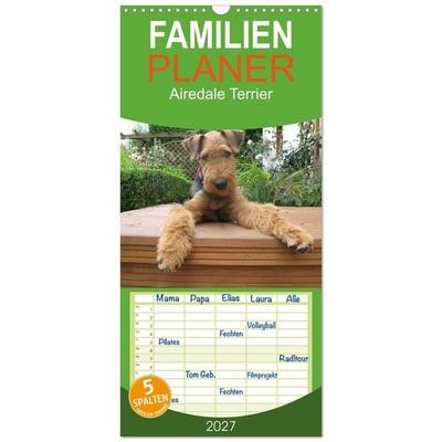 Familienplaner 2027 - Airedale Terrier mit 5 Spalten (Wandkalender, 21 x 45 cm) CALVENDO