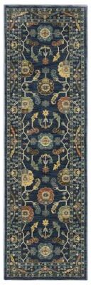 Style Haven Federica Bohemian Oriental Blue/Gold Fringe Edge Area Rug