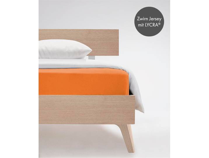 Spannbettlaken FLEURESSE Comfort , orange, B:200cm, Jersey-Elasthan, Obermaterial: 96% Baumwolle, 4% Elasthan (LYCRA), Bettlaken, Spannbettlaken, langlebig & bügelfrei,Perfekte Passform durch POWER-STRETCH