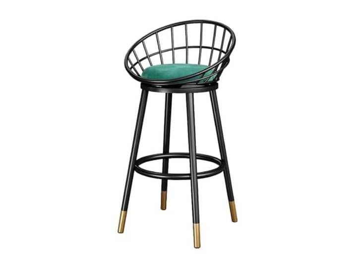 Guyifuny Barhocker Samt, 65/75cm, Drehbar Sitz 36cm, Rückenlehne Metall, Fußstütze, Metallbeine, Küche(Green,25.6in)