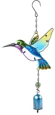 Uplifted Finds Artisanal Painted Glass & Metal Wind Chime   Hummingbird & Dragonfly Hanging Pendants a