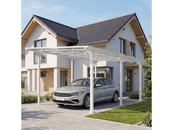 Mendler Alu-Carport HWC-O23 10cm-Gestell 3x6m - weiß