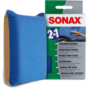 Sonax Scheibenschwamm 2in1, 04171000, mit Antibeschlagwirkung, 16 x 8 cm, für Autoscheiben und Glasflächen