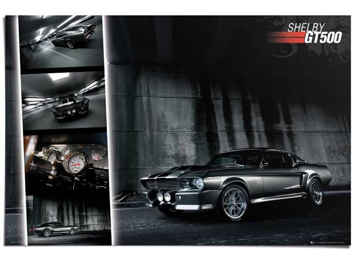 Poster REINDERS Ford Easton Mustang GT500 , schwarz (farbe bild(er): schwarz), B:91,5cm H:61cm, Papier, Bilder, Poster