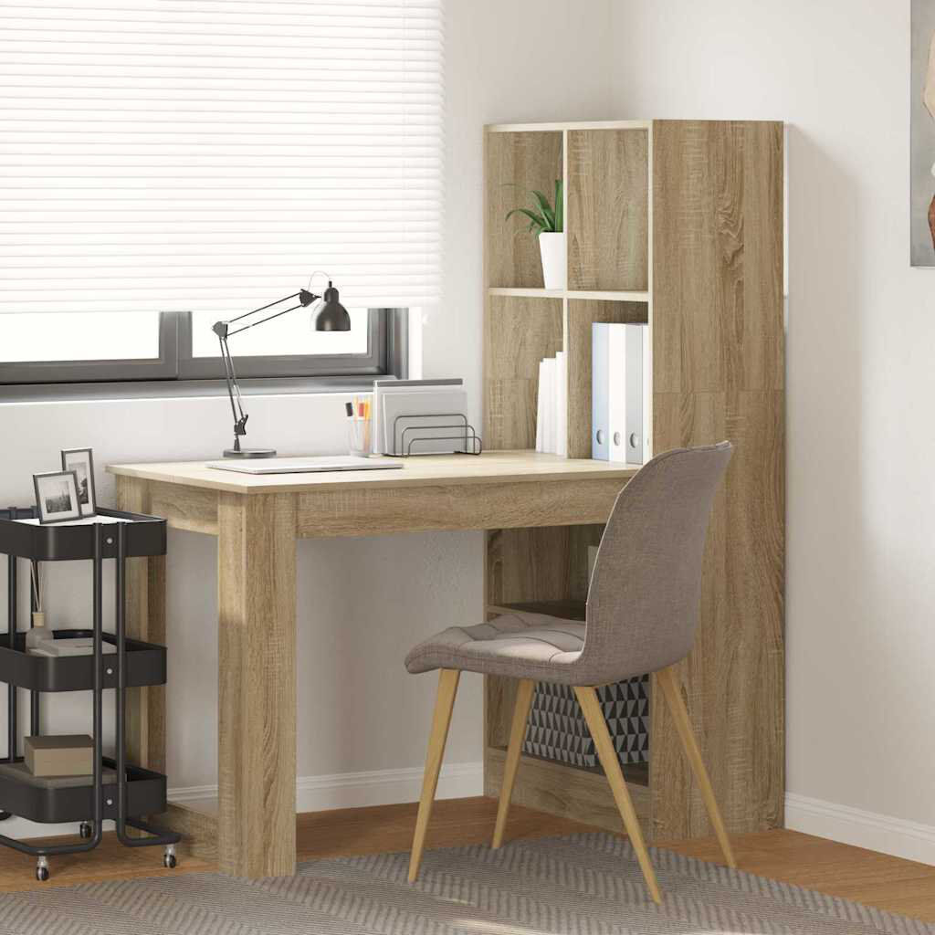 Latitude Run Desk With Shelf 122 X 67 X 145 Cm Engineered Wood Sonoma Oak 145cm H X 122cm W X 67cm D