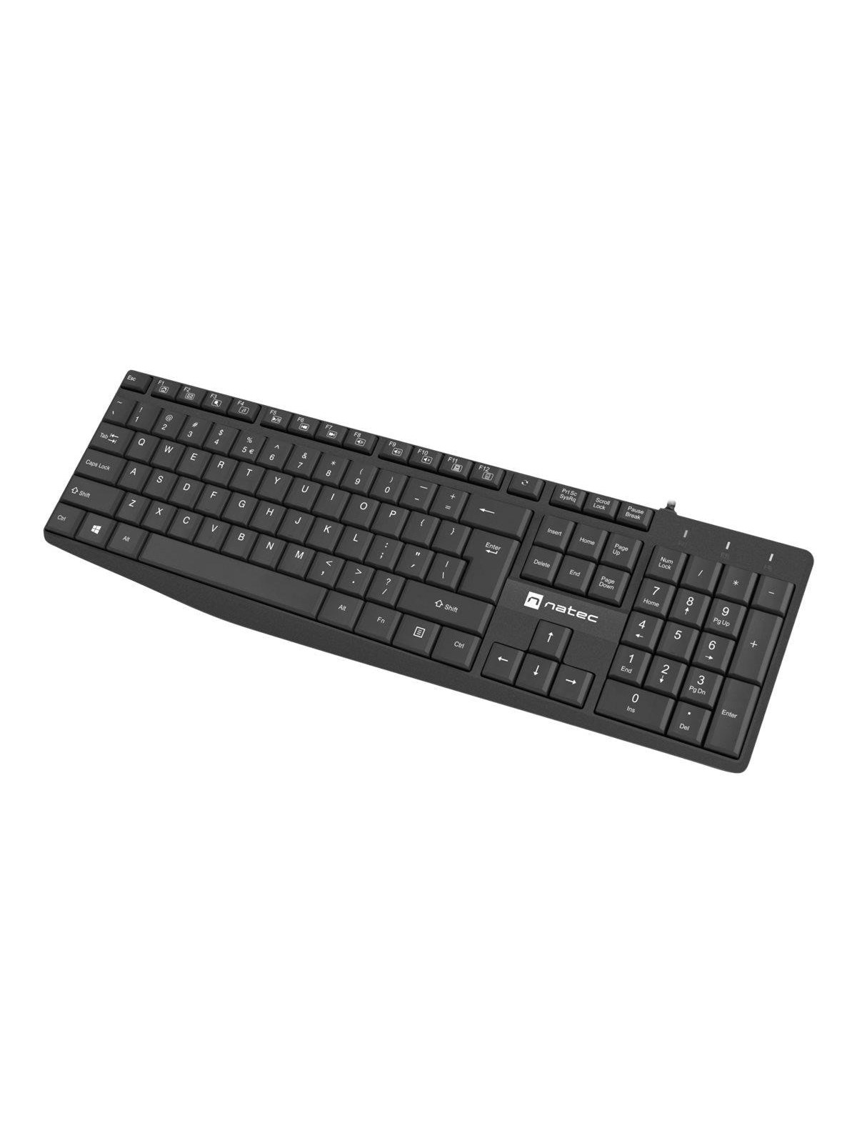 Natec Nautilus - keyboard - QWERTY - US - black - Tastatur - Englisch (US) - Schwarz