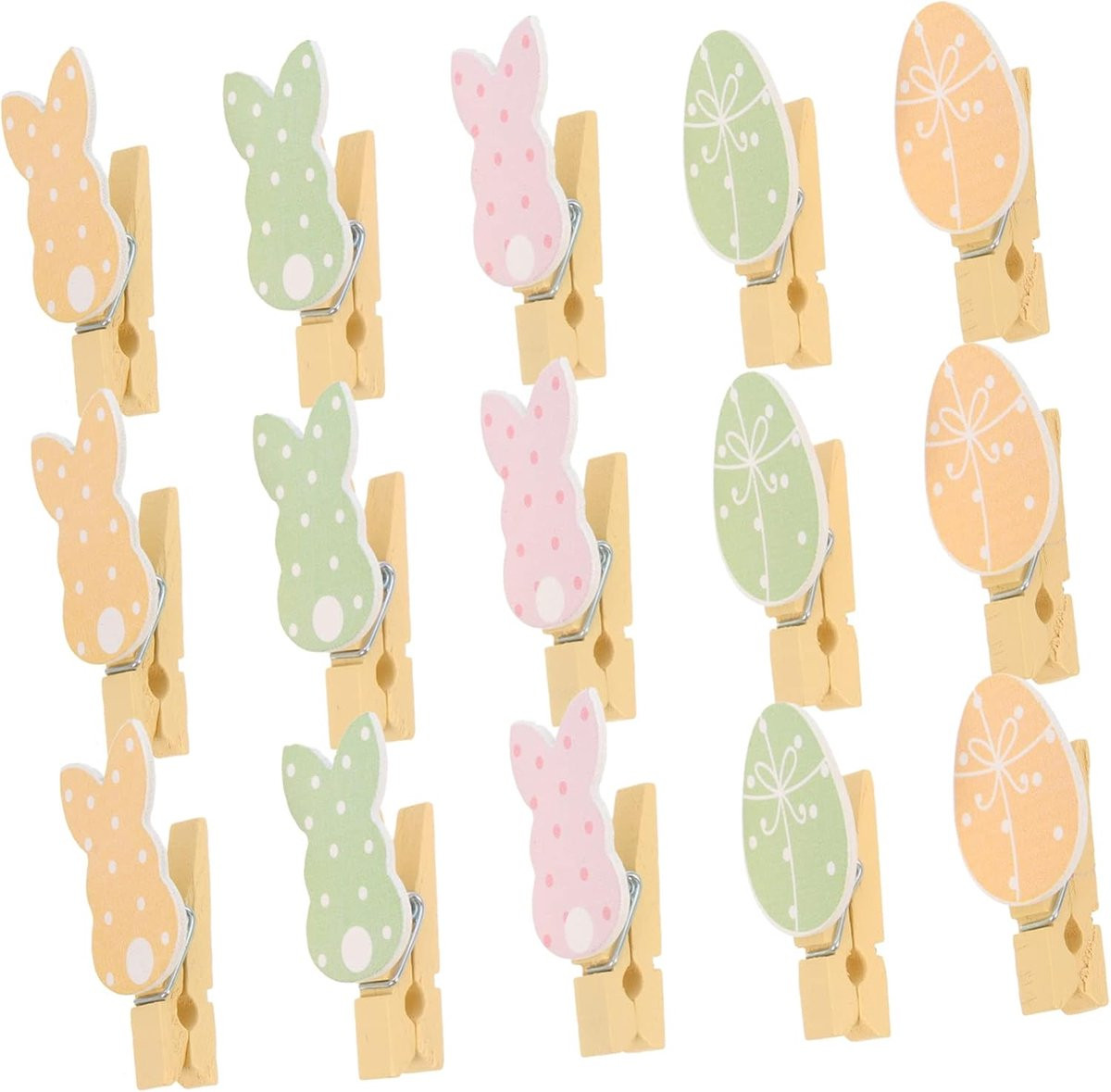 40 stuks Houten Klemmen met Paasthema Ontwerp in Multicolor voor Decoratieve Clips en Feestdecoratie