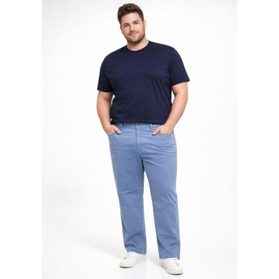 5-Pocket-Hose MAN'S WORLD PLUS "Große Größen", Herren, Gr. 35, U + N + S Gr, blau (hellblau), Web, Obermaterial: 98% Baumwolle, 2% Elasthan, unifarben, regular fit lang, Hosen 5-Pocket-Hose, Angebot: in Konfektionsgrößen Normal - und Kurzgrößen