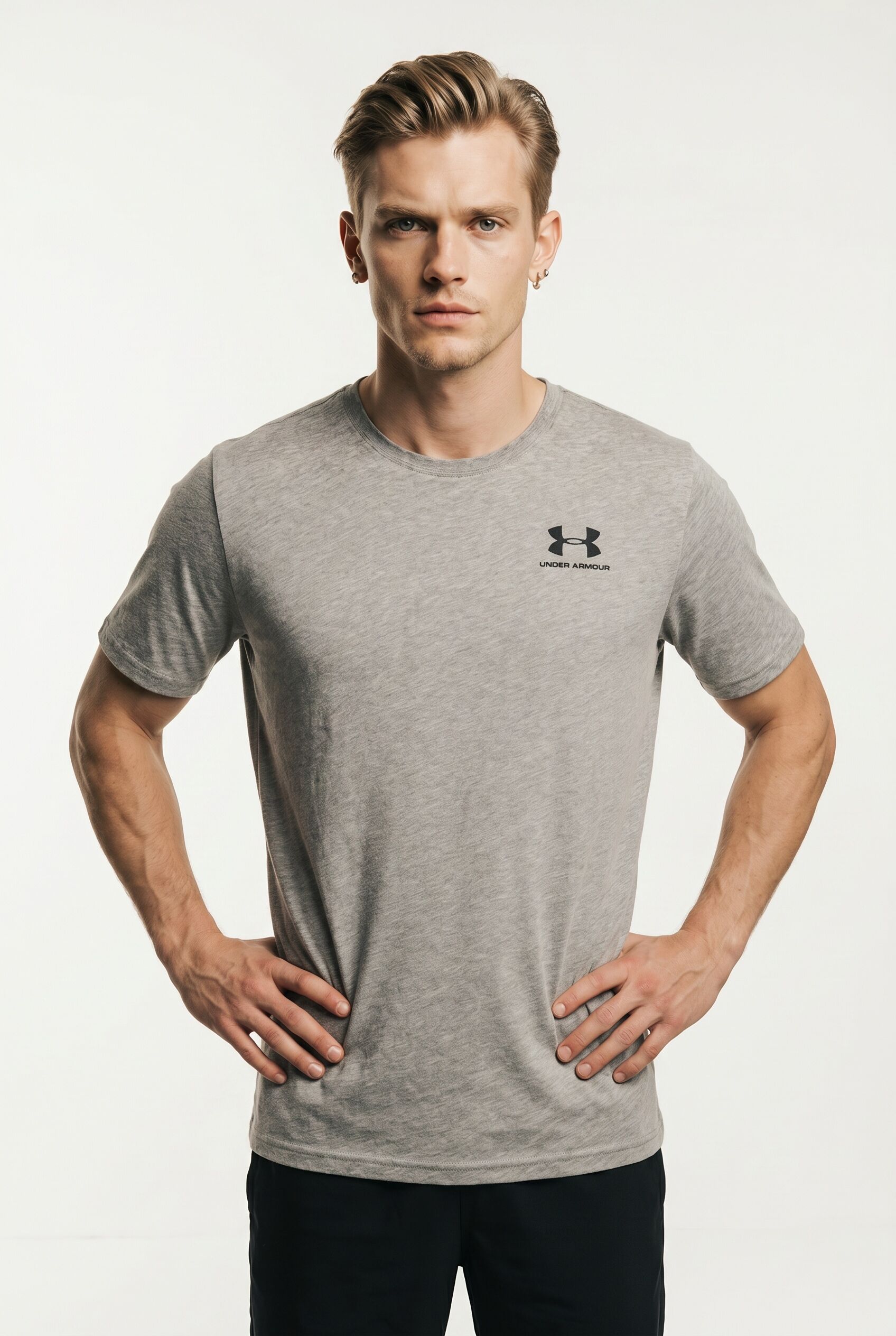 Under Armour "UA M SPORTSTYLE LC SS" kurzärmliges Design, mit Rundhalsausschnitt, gerader Abschluss grau S