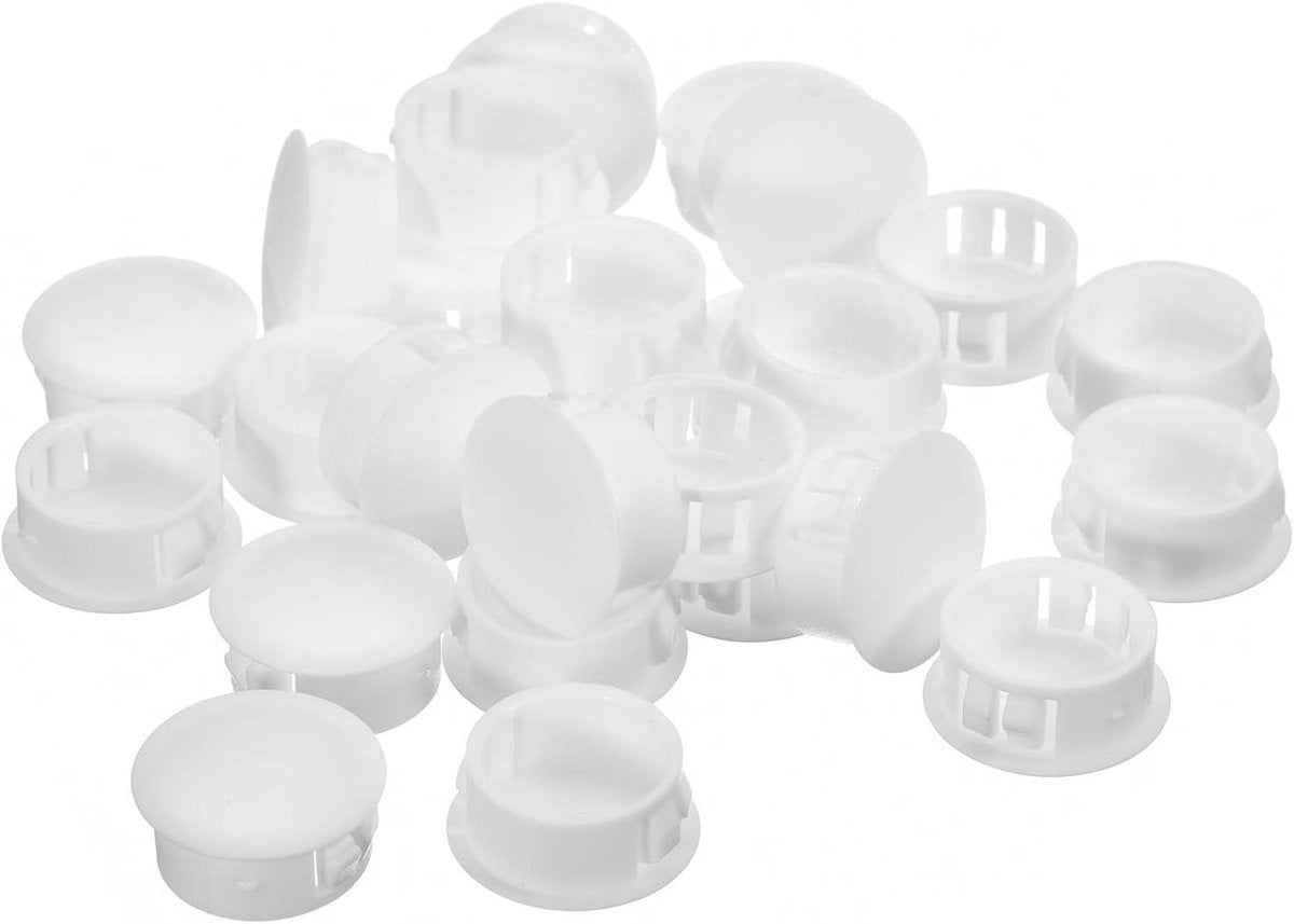 QUARKZMAN 22 mm kunststof gatstops, 26 stuks witte ronde eindkappen voor meubels en panelen