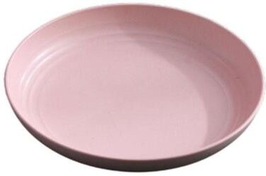 Inspired Deals Eco Friendly Wheat Straw Round Fruit Plate, Durable & Microwave Safe 9 Inch pink