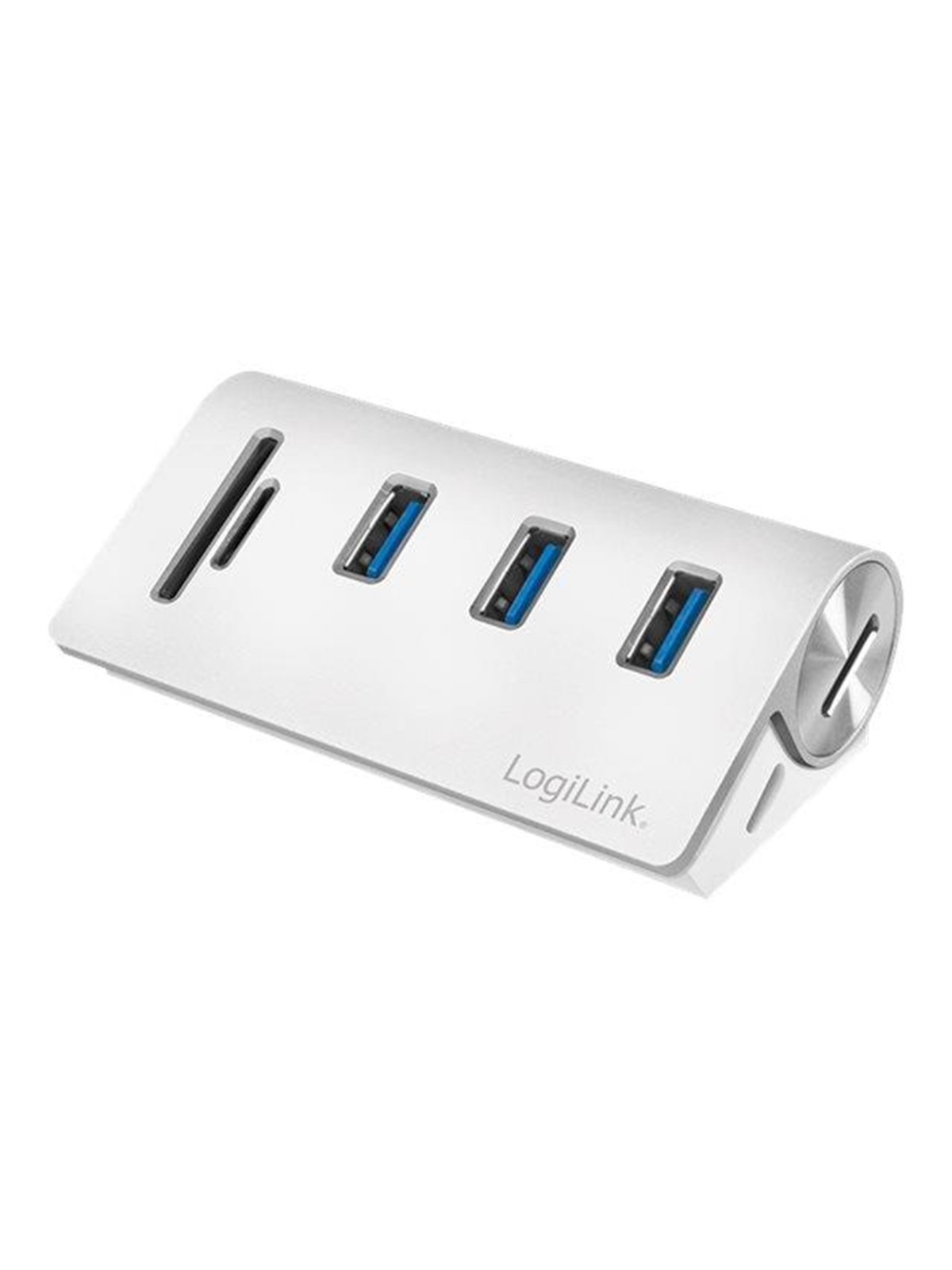 LogiLink USB 3.0 hub 3-port with card reader for SD/microSD aluminum casing USB-Hubs - USB 3.2 - 3 - Weiß