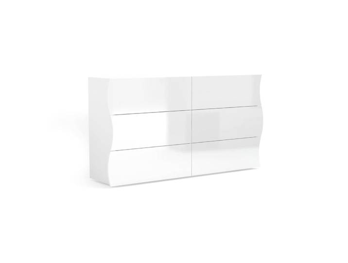 Commode effet bois blanc brillant 155x40cm