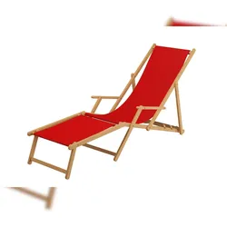Erst-Holz Liegestuhl Gartenliege rot Fußteil Tisch Sonnenliege Holzliege Gartenmöbel 10-308 N F T