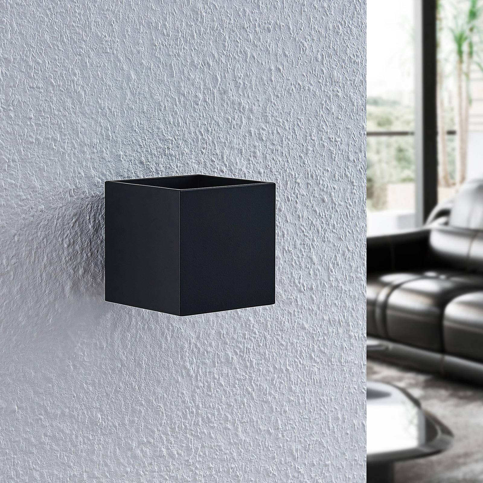 Wandlampe Mirza Lindby, dimmbar, schwarz, für Wohn- / Esszimmer, Aluminium, Modern, Wandleuchte, Wandlampe Innen