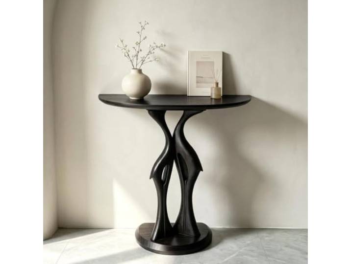 Konsolentisch Halbmond Kiefernholz Flurtisch Beistelltisch Schmal Design Konsolentisch Halbmond Kiefernholz Flurtisch Beistelltisch Schmal Halbkreis Modern Skulptural Klein Flur Eingang Ecke