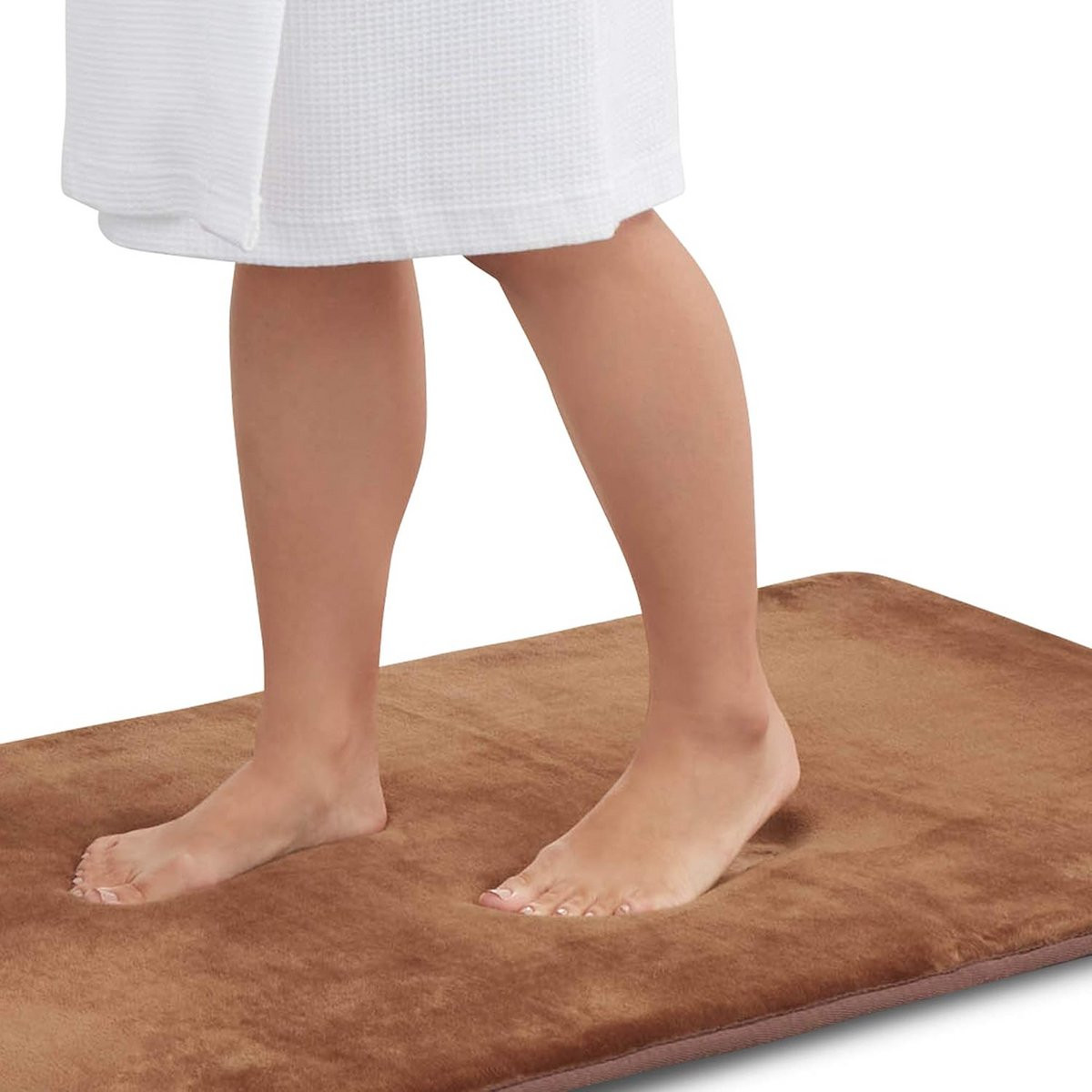 Bruine antislip badmat van geheugenfoam voor de badkamer, 43 x 61 cm