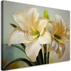 WANDBILD weiß gemalte blume