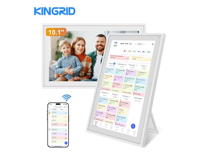 Kingrid P10 32 Go WiFi Calendrier numérique intelligent 10,1'' Cadres photo numériques, Écran tactile intelligent pour les planning familial et les tableaux des tâches