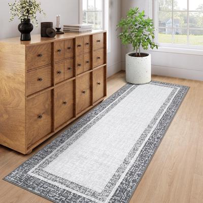 Garvee Washable Modern Border Low Pile Non Slip Area Rug