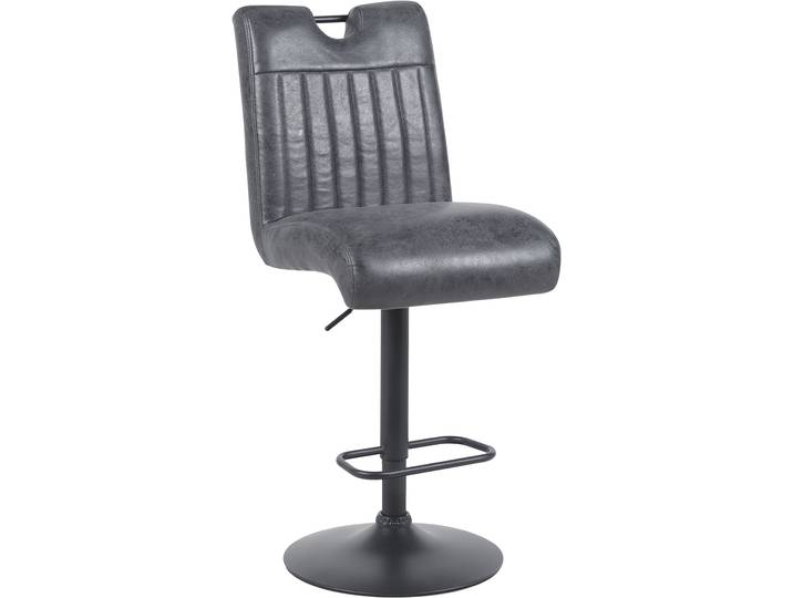 Barhocker HELA MAJA , grau (vintage anthrazit), B:45,5cm H:105cm T:63cm, 100% Polyester, Hocker, Barhocker, 360 drehbar, höhenverstellbar, mit Griff