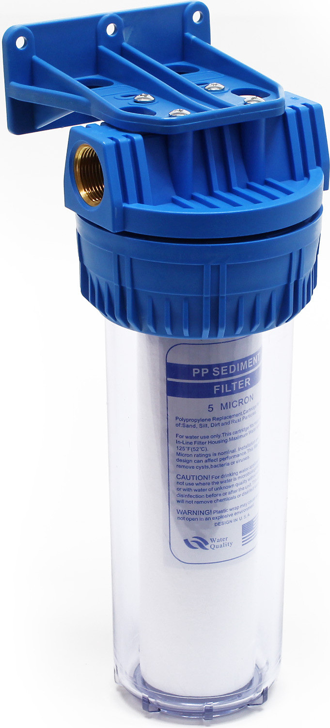 Naturewater NW-BR10A waterfilter met 1-traps 5 µm sedimentfilter, wandbeugel en filtersleutel