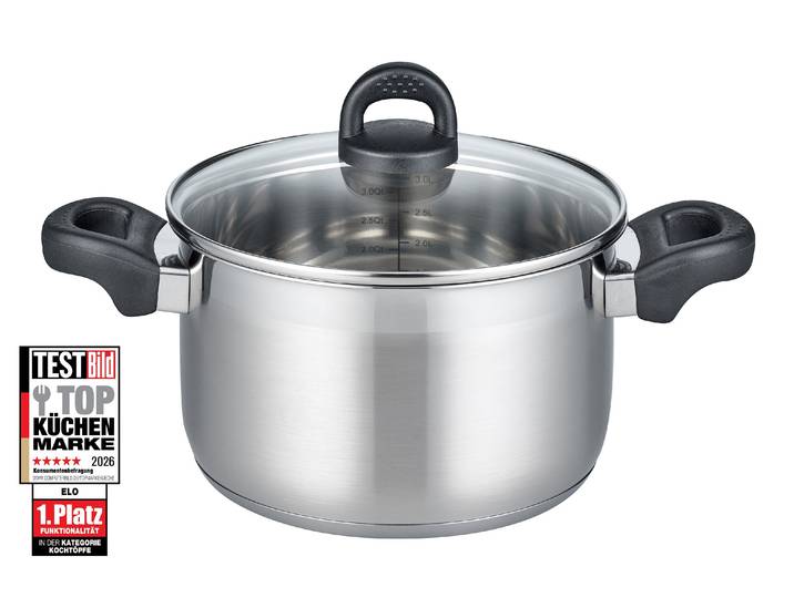 Fleischtopf ELO BASIC Turmalin , grau (edelstahlfarben), B:21cm H:10cm L:33cm Ø:20cm, Töpfe, Fleischtopf, Öl Dosierringe, Induktion