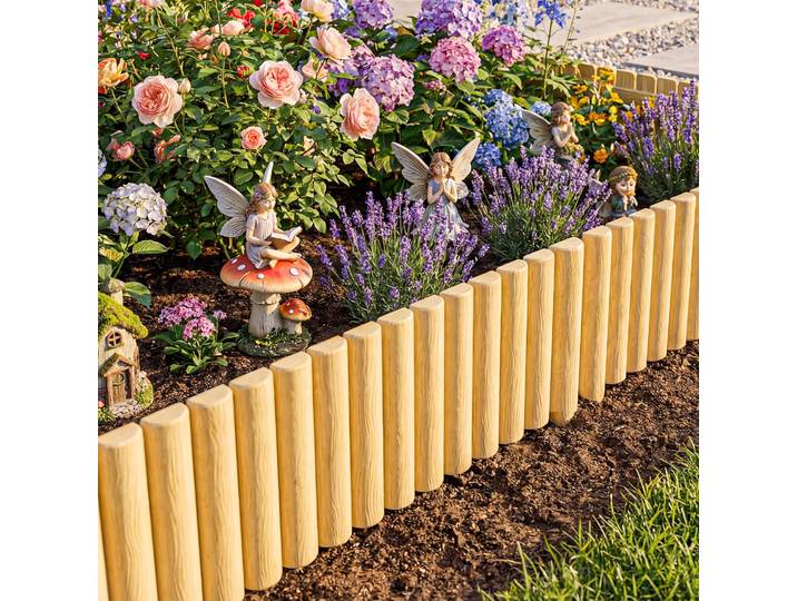 Outsunny Clôture Bois 176x38cm Résistante Patio Jardin Naturel
