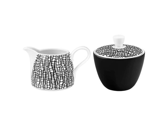 Milch- und Zuckerset SELTMANN WEIDEN Milch- und Zucker-Set Life Fashion je 260 ml , schwarz (glamorous schwarz), 2, Porzellan, Geschirr-Sets, Milch- und Zuckerset, Spülmaschinengeeignet, Mikrowellenfest, Ofenfest