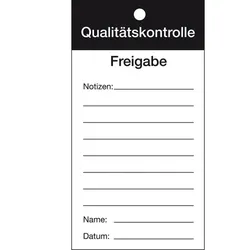 Qualitätsanhänger Qualitätskontrolle-Freigabe, Karton, 80x150mm, 50/VE