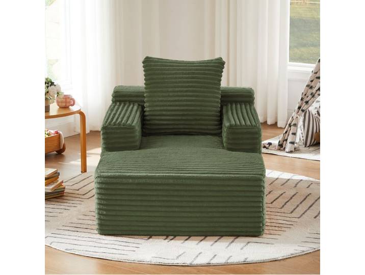 Canapé en velours côtelé sans accoudoirs modèle chaise longue et canapé-lit fauteuil relax