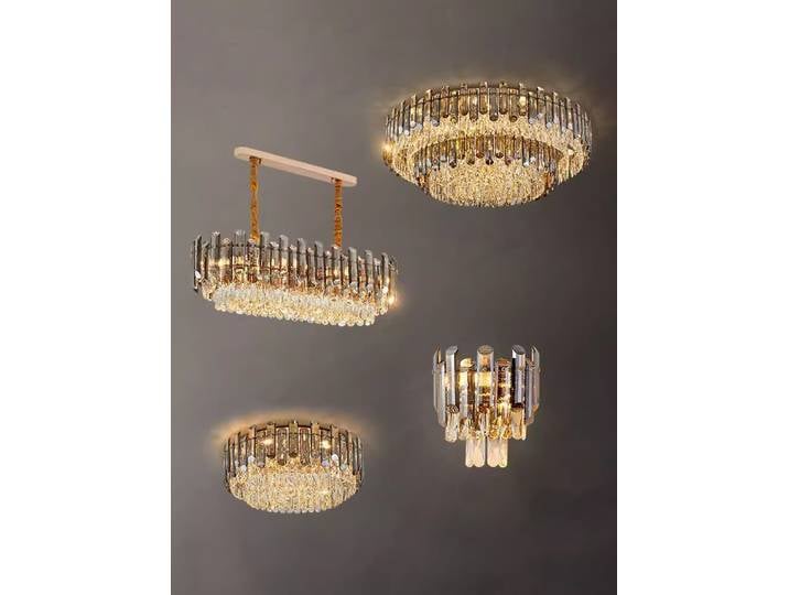 Lustre de plafond LED dimmable tendance 2026, série K9 Crystal, rond et rectangulaire, pour salon