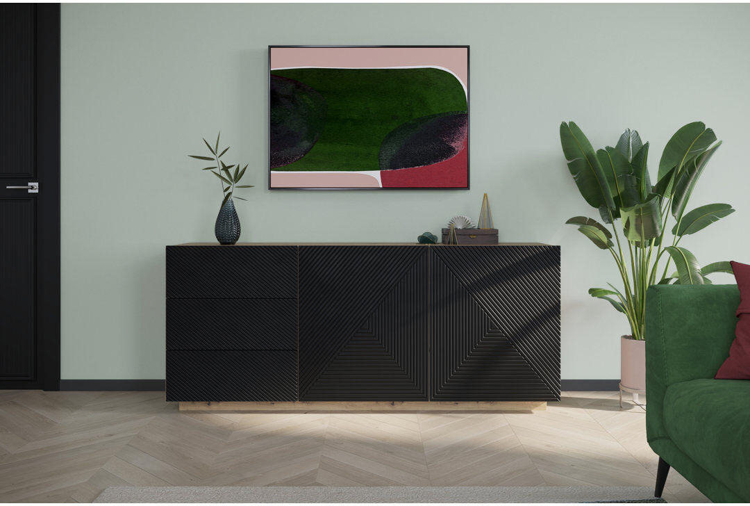 Latitude Run Aaizah 167cm Sideboard Artisan/Black 71cm H X 167cm W X 43cm D