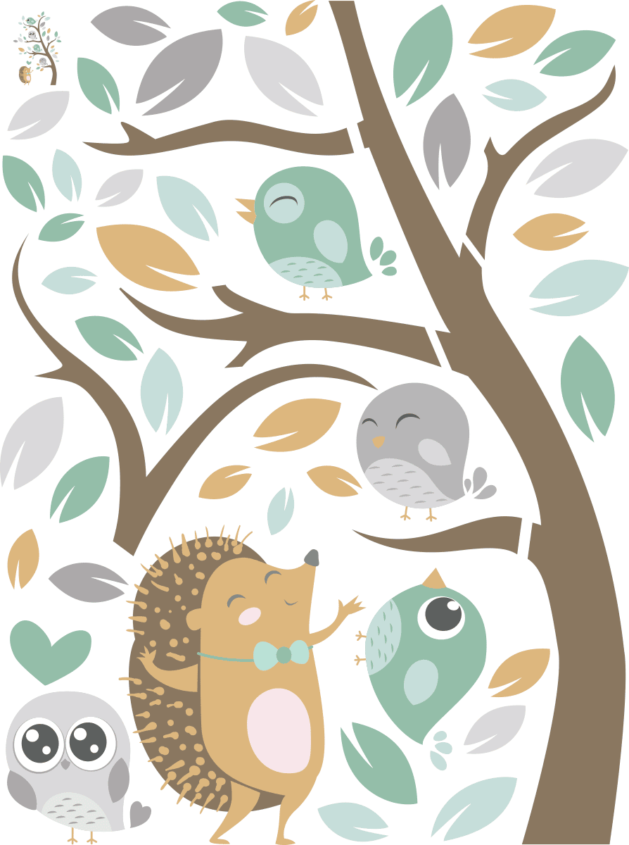 Ambiance-sticker Stickers hérissons et les oiseaux des bois