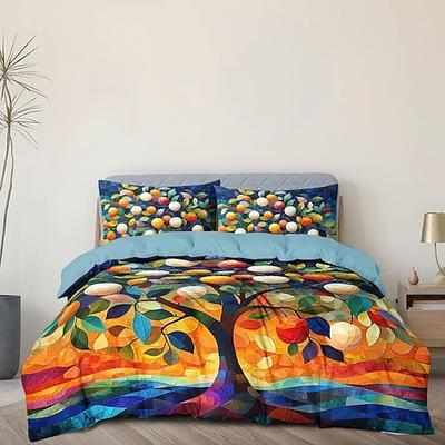 Bettbezug-Set mit Baum-des-Leben-Muster, weiches 3-teiliges Luxus-Baumwoll-Bettwäsche-Set, Heimdekoration, Geschenk, Doppelbett, King-Size-Bett, Queen-Size-Bett