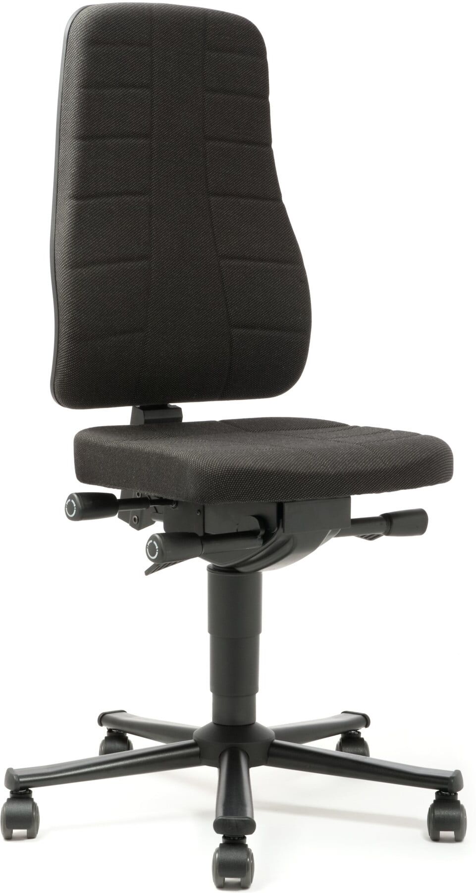 bimos Arbeitsstuhl All-In-One Highline mit Rollen und Stoffpolster schwarz Sitzhöhe 450-600 mm (9643-6801)
