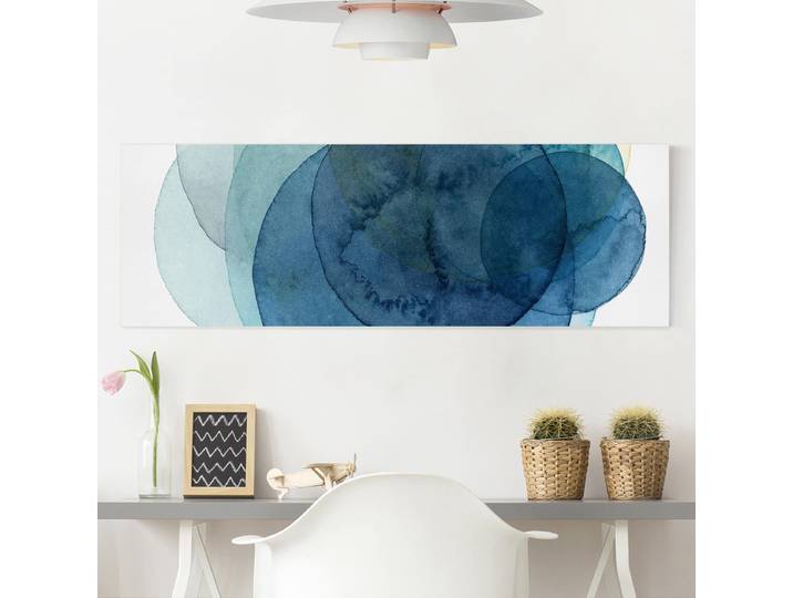 Impression sur toile Big Bang Bleu Polyester Bleu 120 x 40cm
