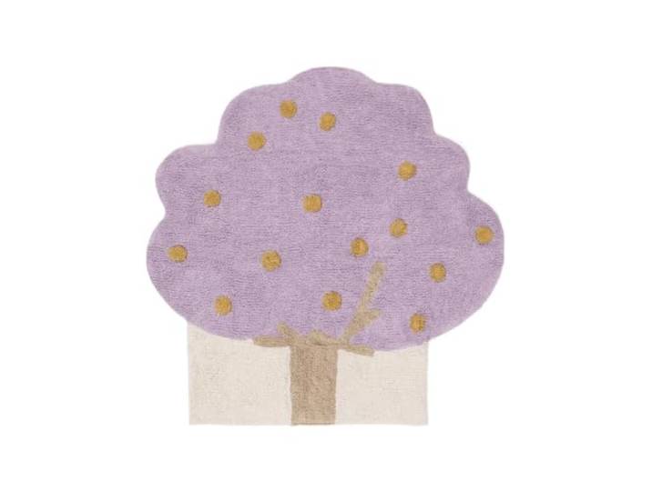 RugVista Apple Tree Kinderteppich, 150 x 150 cm, Lila/Gelb Moderne, Niedriger Stapel, Maschinenwäsche, Oeko-Tex 100, Ohne gefährliche Chemikalien, Kinderzimmer
