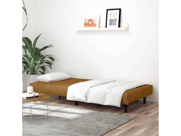 KTHLBRH Schlafsofa 2-Sitzer Samt Braun 200 cm Holzgestell, Schaumstoff, umwandelbar, 110 kg, für Sitzplätze, Wohnzimmer